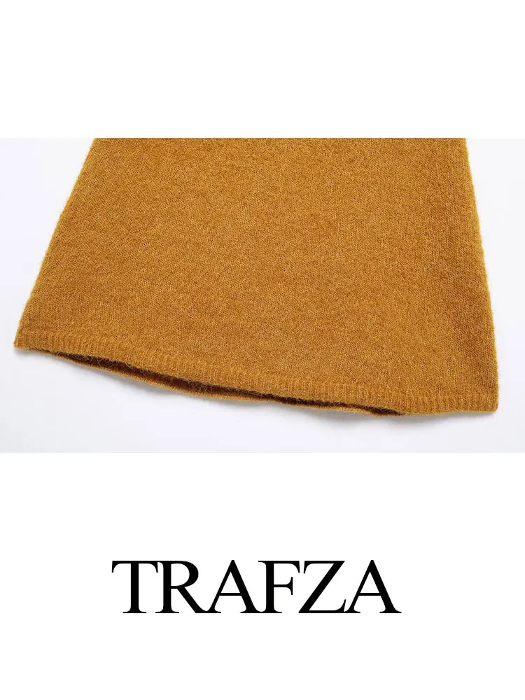 TRAFZA 2024 осенний женский модный свитер костюмы для вязания новый однотонный