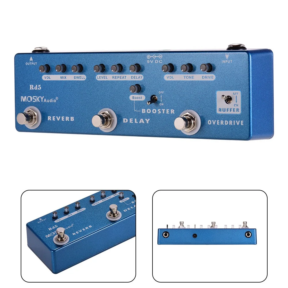 

MOSKYAudio Guitar Multi-Effects Pedal Overdrive Booster Reverb Electric Guitar Multi-Effect Pedal Overdrive Distortion Tuner