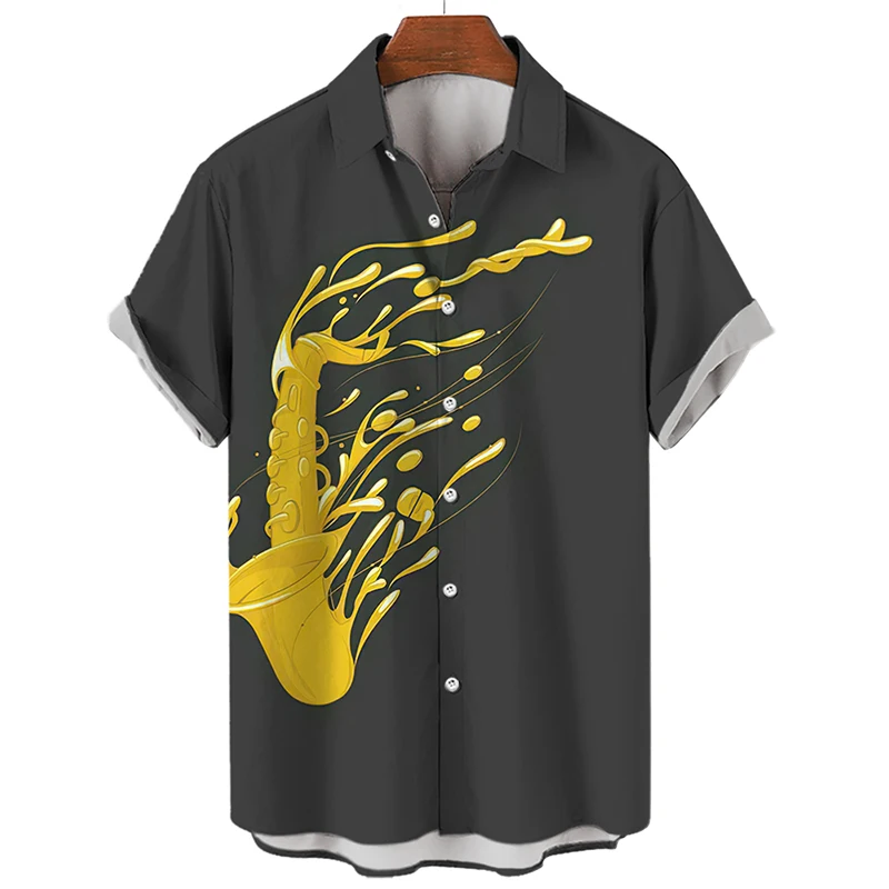 

Гавайские пляжные рубашки Badassdude для мужчин, 3d топы с коротким рукавом в музыкальном стиле, винтажные мужские рубашки