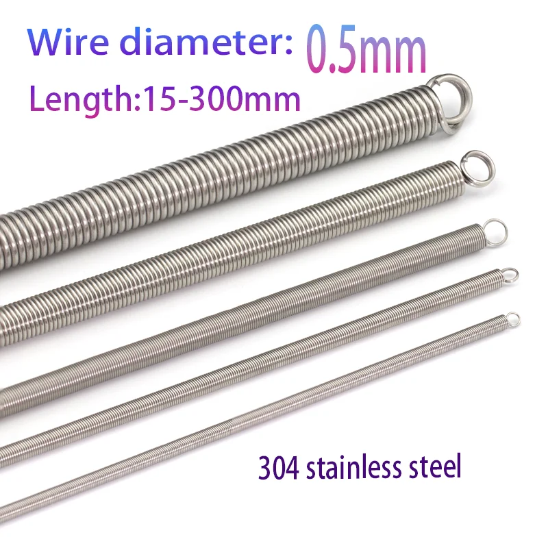 

Пружина из нержавеющей стали 304, двойная петля, закрытый крючок и петля, диаметр проволоки 0,5 мм, внешний диаметр 3/4/5/6 мм, длина 15-300 мм.