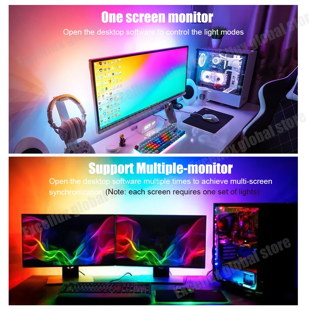 Подсветка для монитора с динамическим экраном Светодиодная лента USB WS2812B 5050 RGB
