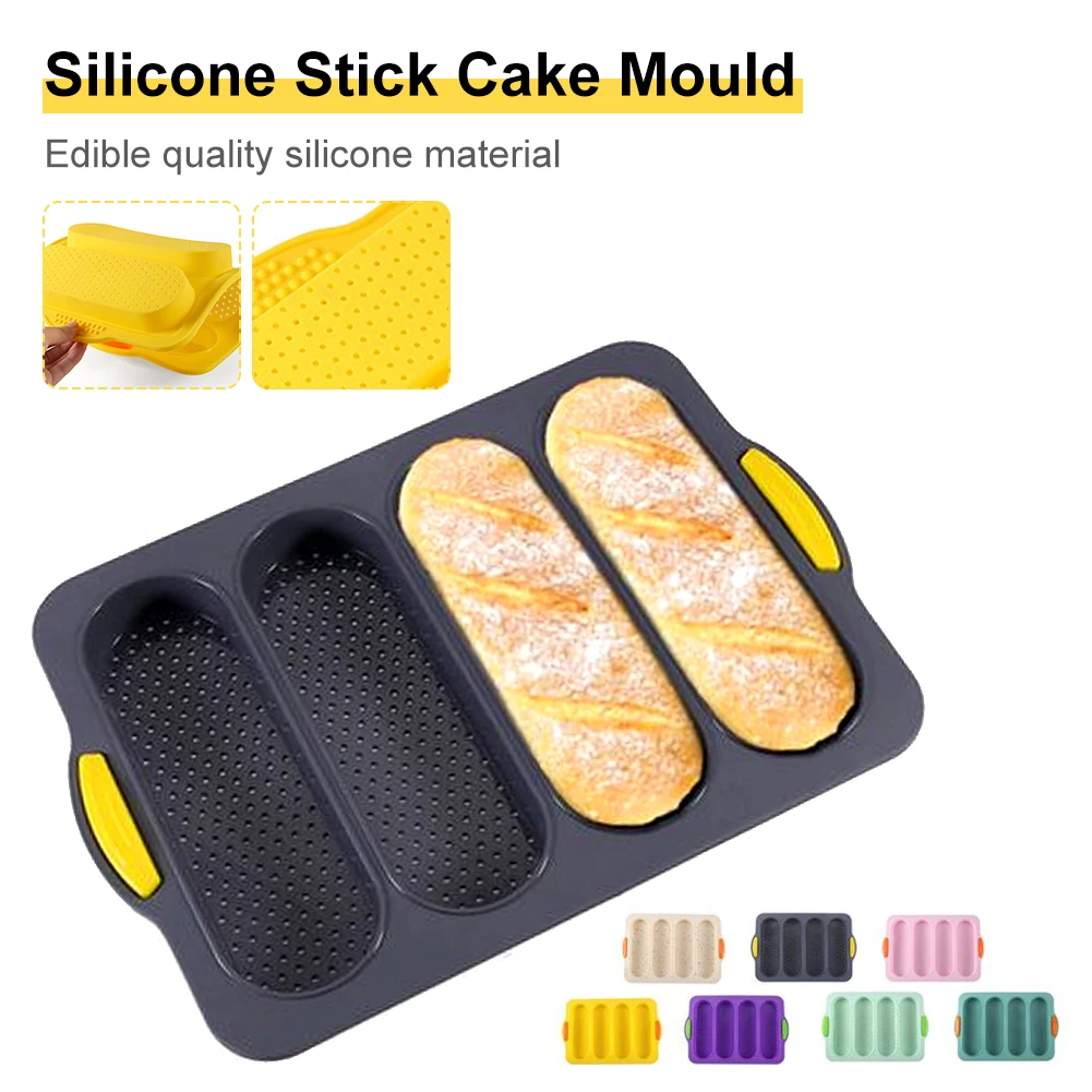 

Silicone Loaf Pan Baking Pan for Baking French Baguettes/Hot Dog Buns, Nonstick Easy Heat Resistant Loaf Pan Four-Hole Baguette