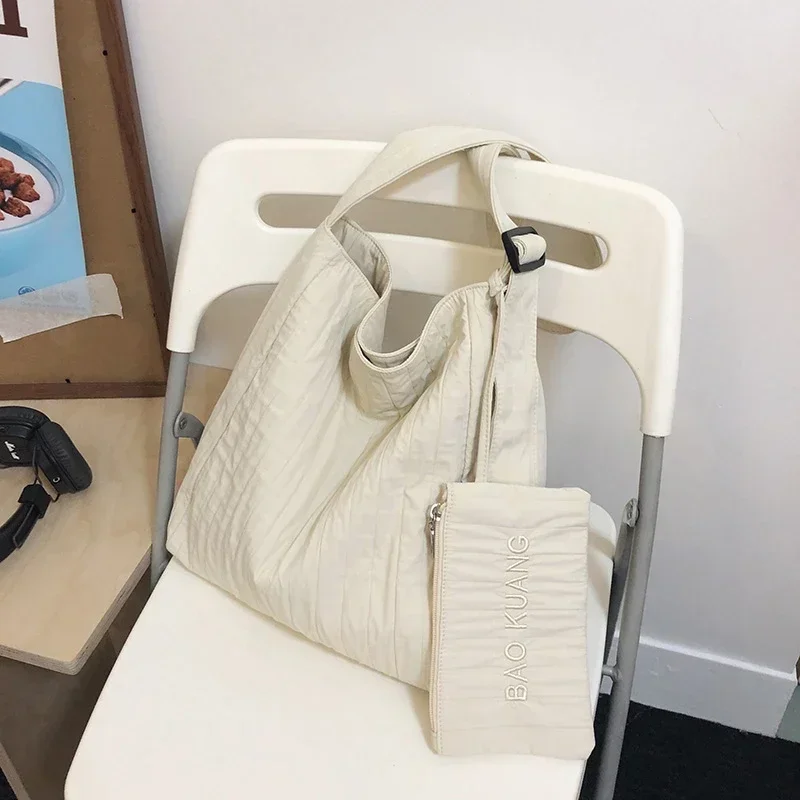 Простые сумки-тоут большой вместимости однотонные нейлоновые сумки 2024 лидер