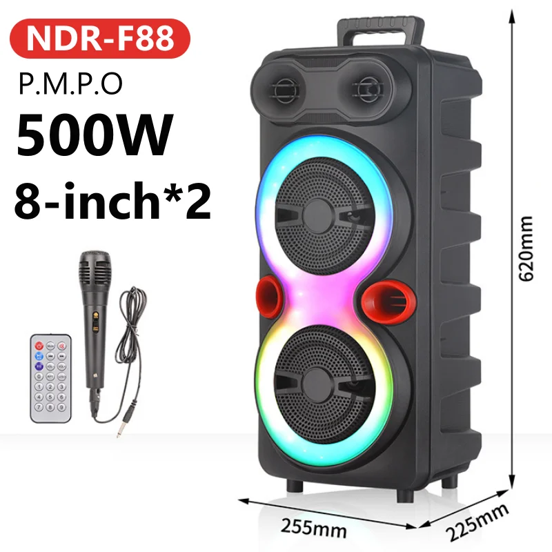 S 500w Peak High Power Partybox Tws Dual 8 Inch Wireless Bluetooth Karaoke Portable Dj Box Rechargeable With Mic