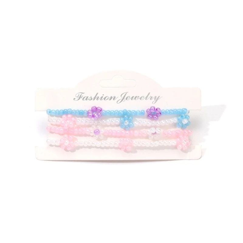 

4 Pcs Handmade Woven Glass Beaded Bracelet Set for Women Girls Colorful Flower Bracelets Friendship Jewelry Gift K3ND