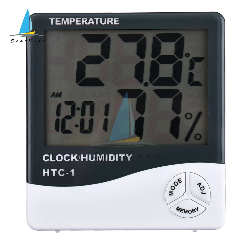 lcd electronic digital temperature humidity meter thermometer hygrometer indoor outdoor weather station clock htc 1 htc 2 free global shipping