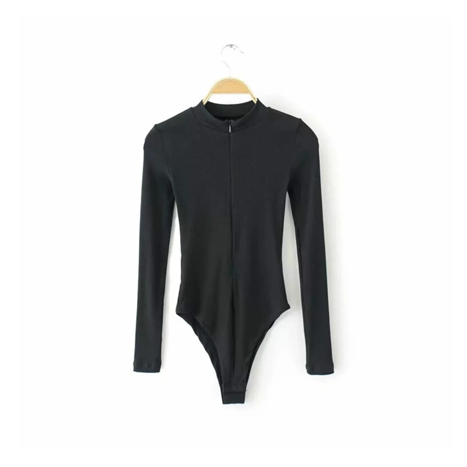 

2022NEW Fashion Spring Women Long Sleeve O-neck Metal Zip Bodysuit Lady Sexy White Black Sequins Slim Leotard Casual Jumpsuits