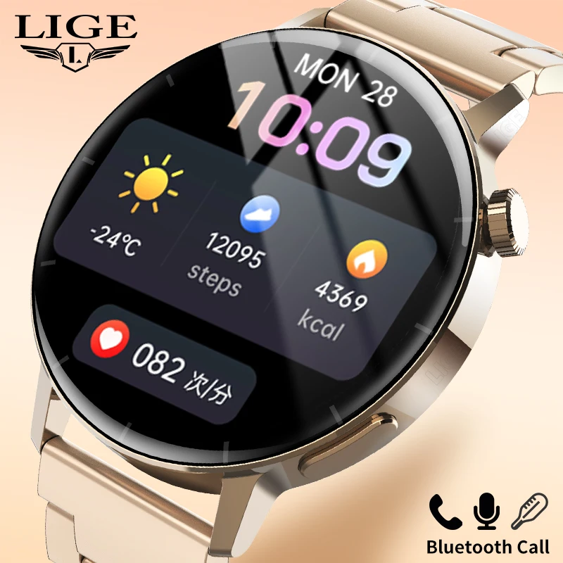 

Часы LIGE 2022 мужские водонепроницаемые со стальным ремешком и Bluetooth