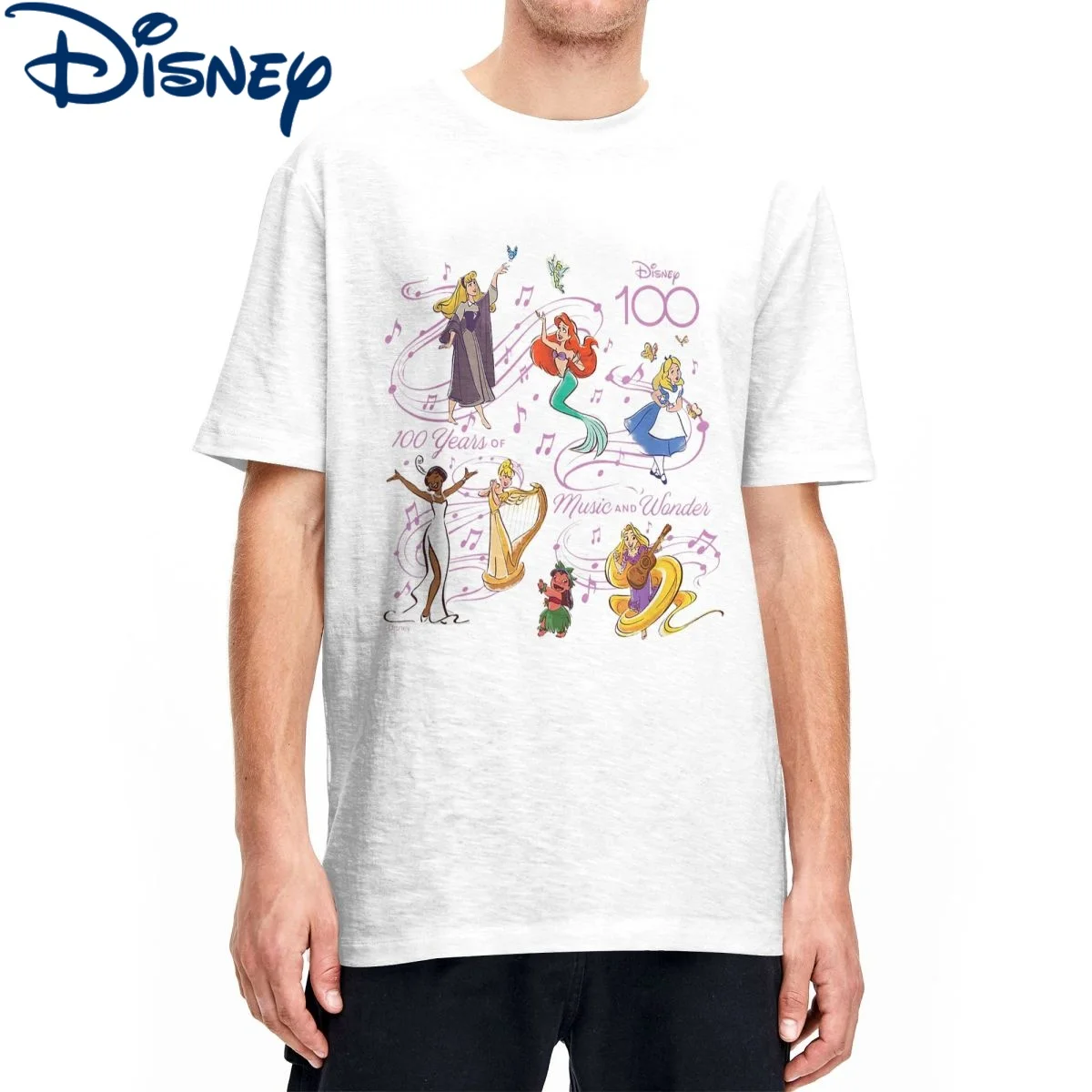 

Disney 100 лет музыкальная футболка для мужчин и женщин из чистого хлопка новинка футболка чудо принцесса песни футболка с коротким рукавом Одежда