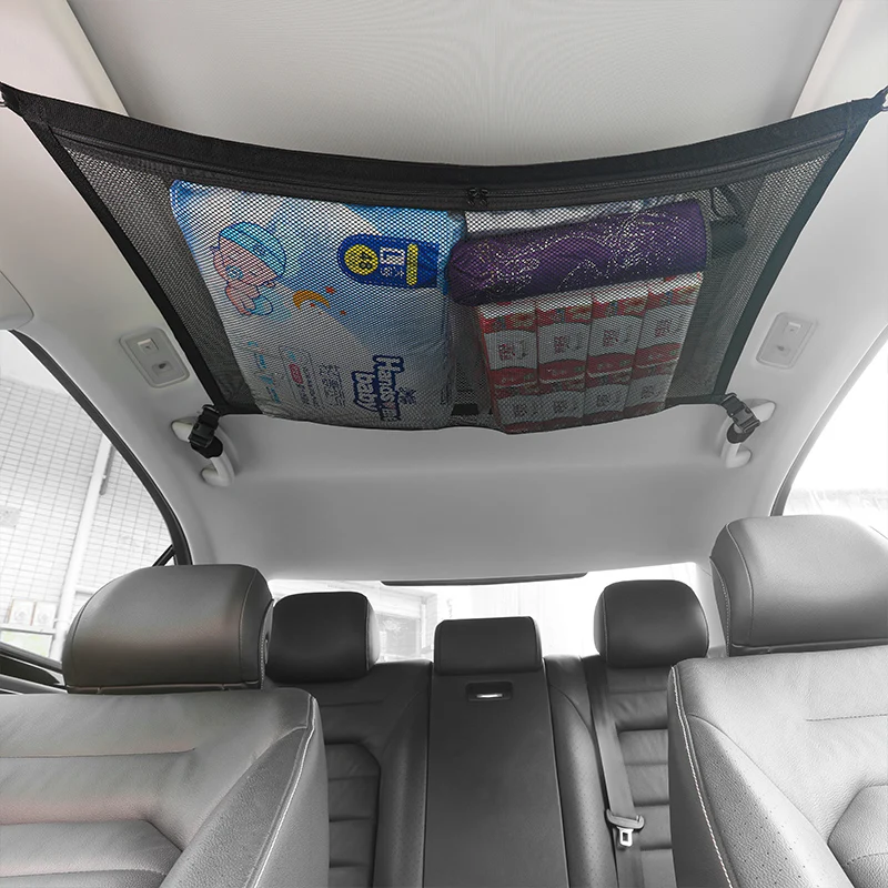 

Car Ceiling Storage Net Pocket Travel Car Roof Bag Interior Cargo Net Breathable Bag Auto Stowing Tidying Interior Accessories