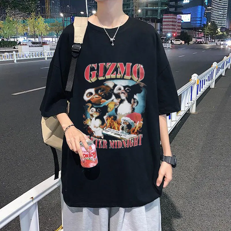 

2022 New Gremlins Gizmo Mogwai Monster Graphics Print O-neck T-shirt All-match Men Women T Shirts Oversized Daily Fashion Tee