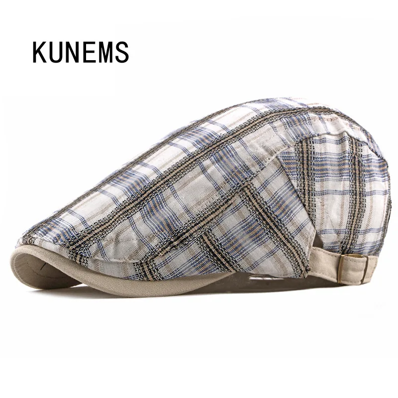 

KUNEMS Fashion Retro Newsboy Hat Personality Casual Berets Boinas Cotton Breathable Hats for Man Dad Cap Unisex Gorros Hombre