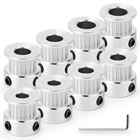 8pcs gt2 aluminum pulley 20 teeth with hex wrench for 3d printer