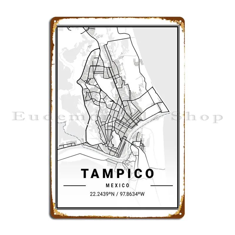 

Тампико, Карта города, металлический плакат, Ретро дизайн дома, дизайн на заказ, оловянный плакат