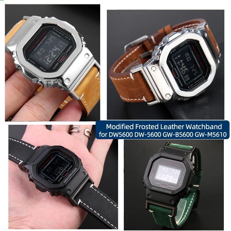 

Modified Frosted Leather Watchband Vintage Watch Band Strap For Casio DW5600 DW-5600 GW-B5600 GW-M5610 GA 110 100 120 GA2100