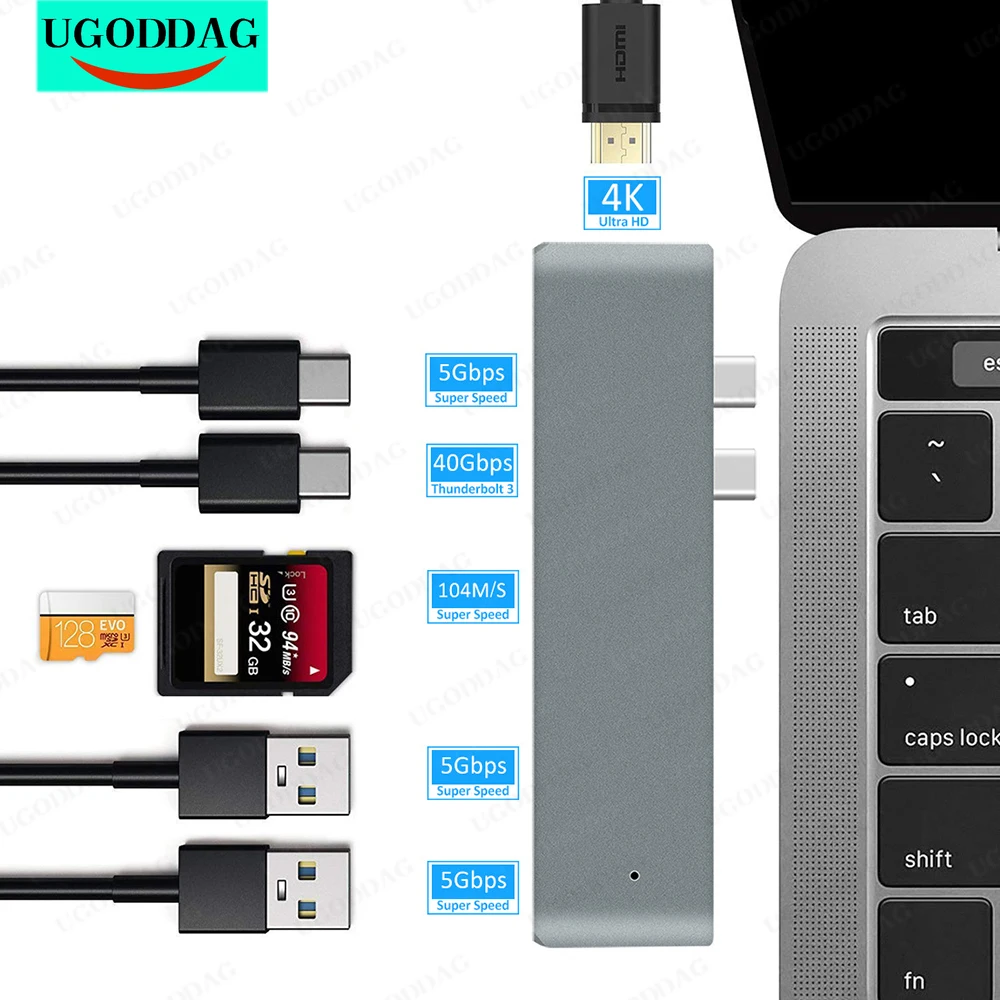 

USB 3.0 Type-C Hub к HDMI адаптеру 4K Thunderbolt 3 USB C Hub с Hub 3,1 TF SD Reader слот PD для MacBook Air Pro 3,0 M1 Chip