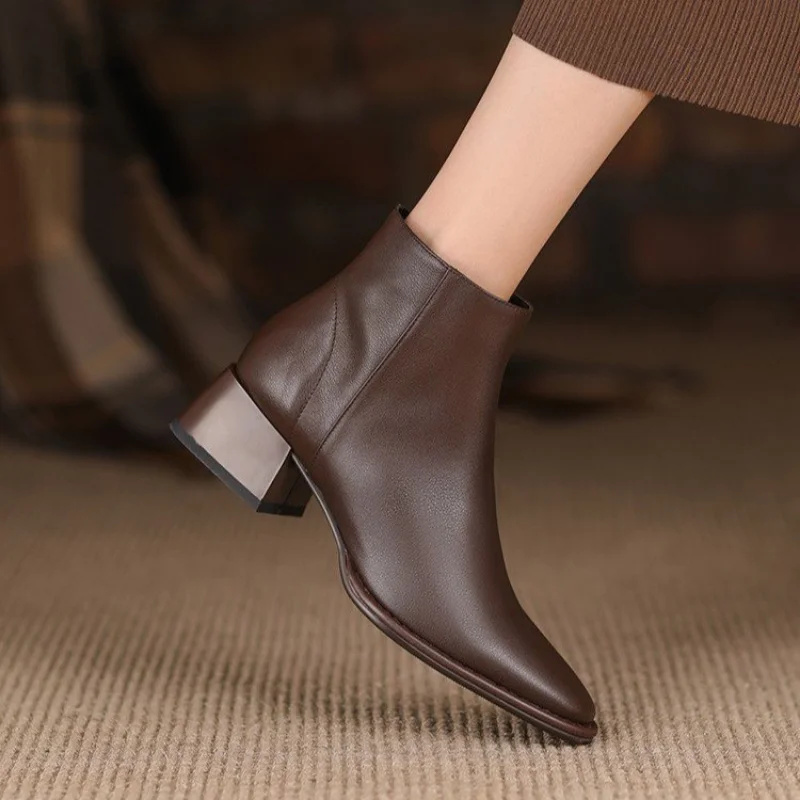 Women Ankle Boots Thick Heels Short Boot Fashion Winter Shoes Women Ins Autumn Daily Office Lady Footwear Size 34-40