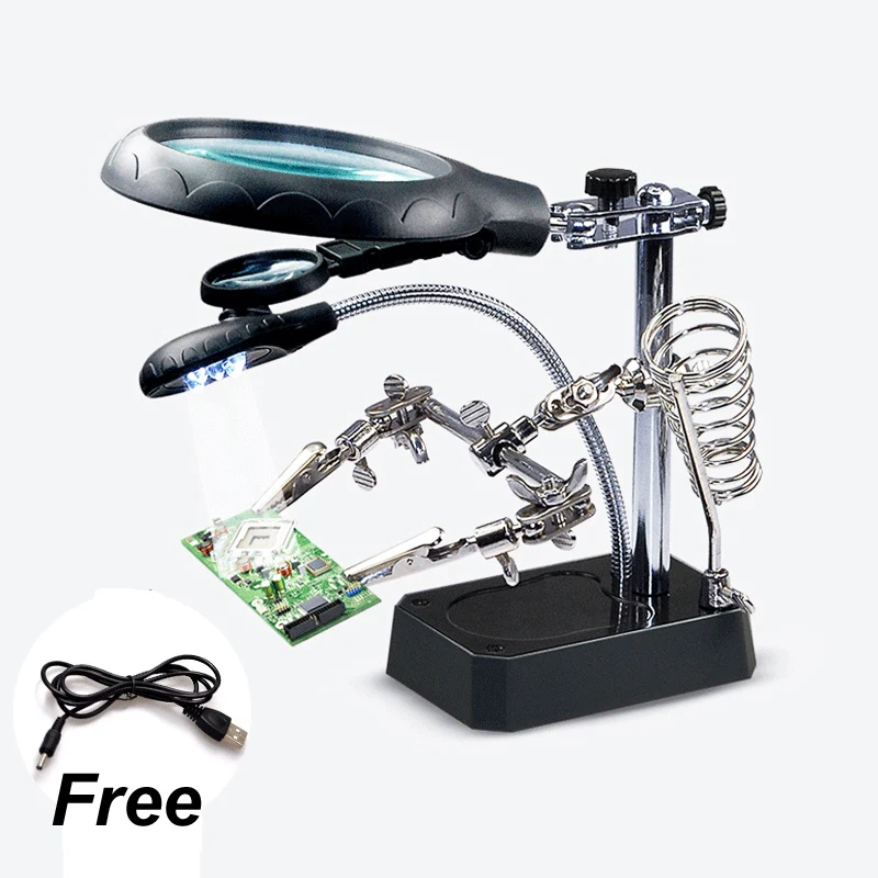 

phone Repair Tool Welding Magnifying Glass LED Auxiliary Clip Magnifying Glass Manual Welding Soldering Iron Fixed Stand Fixed