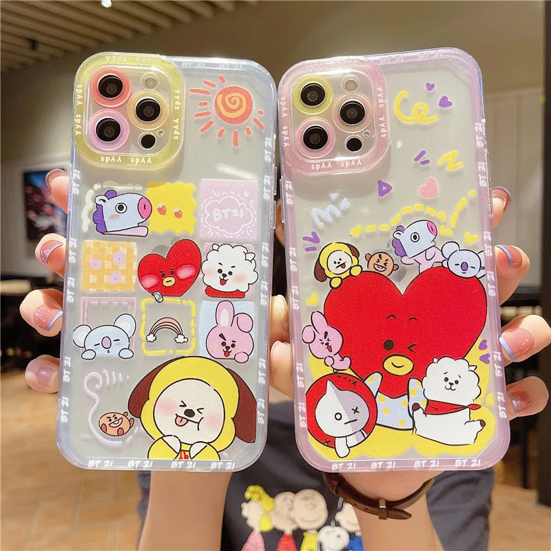 

Kpop Kawaii Anime Chimmy Cooky Rj Mang мультяшный Чехол для мобильного телефона Iphone 11 12 13 14 Pro защитный рукав противоударный Чехол игрушка
