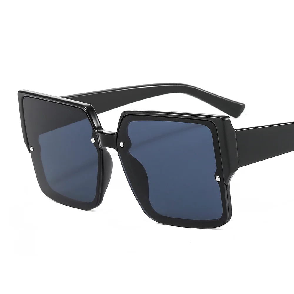 

Oversized Randloze Zonnebril Vrouwen Mode Vierkante Grote Frame Luxe Merk Zonnebril Voor Mannen Retro Framless Outdoor Eyewear