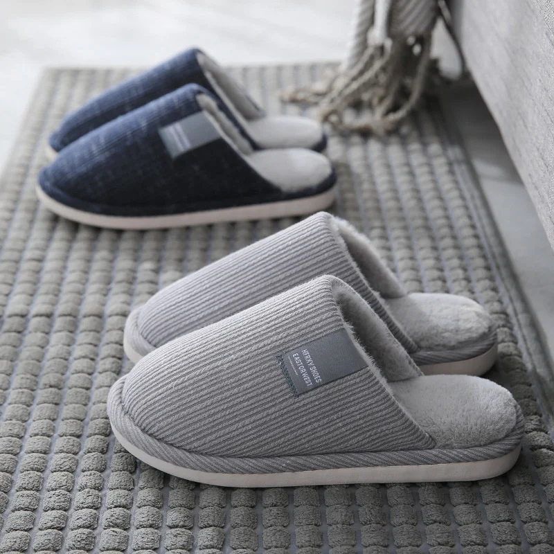 

Men Slippers Fashion Autumn Winter Cute Keep Warm Shoes Men Casual Flat House Indoor Bedroom Home Cotton Comfortable Slippers