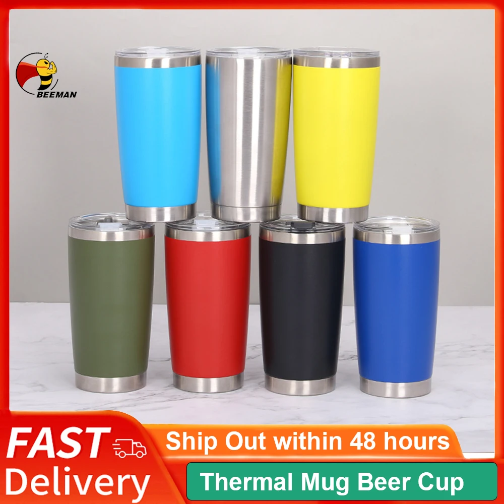 Thermal Mug Beer Cup Tumbler Stainless Steel Double Wall Vacuum Insulated Coffee Tea Mug Wide Mouth Water Bottle Drinkware
