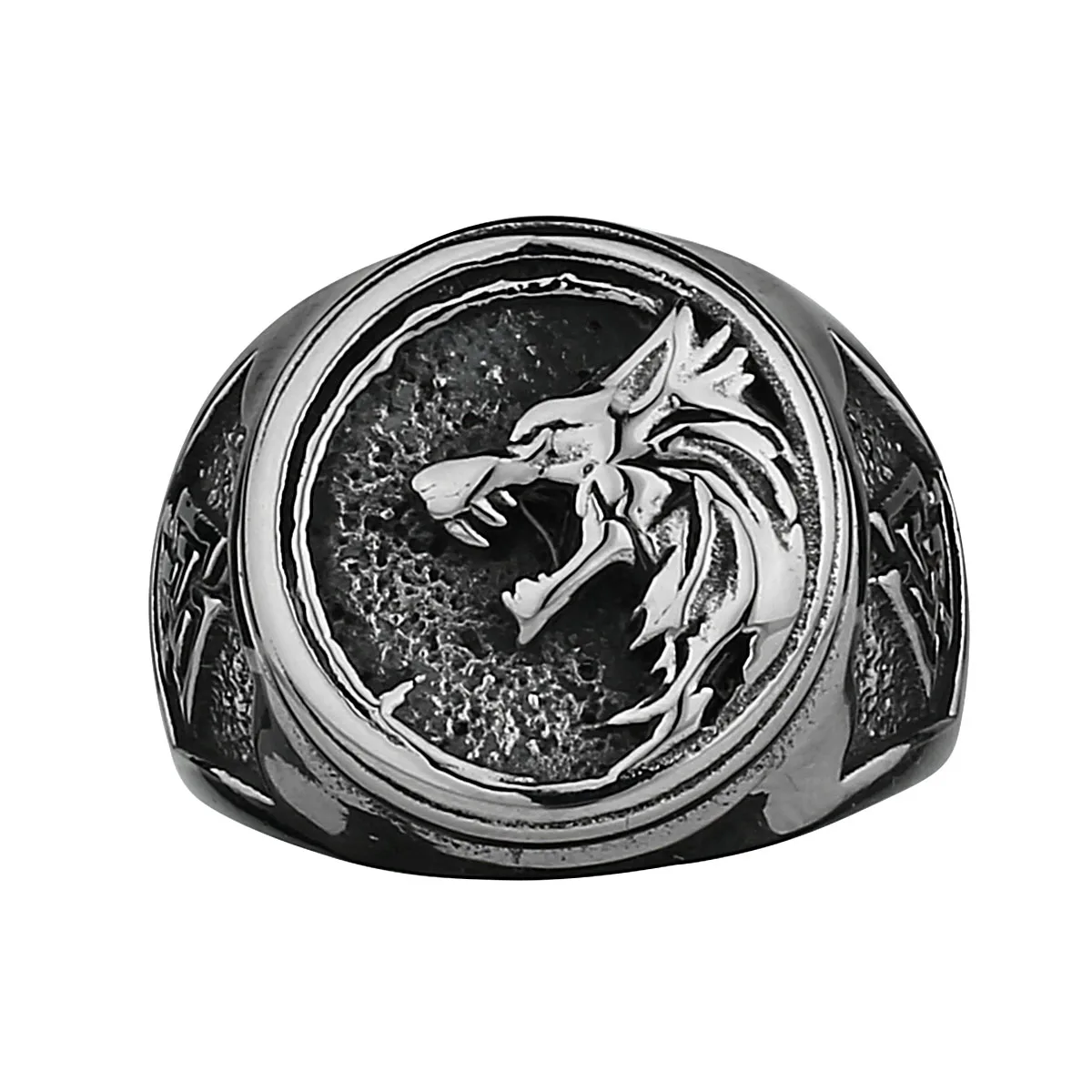 

Viking Valknut Rune Wolf Geri and Freki Men's Fashion Personality Wolf 316L Stainless Steel Ring