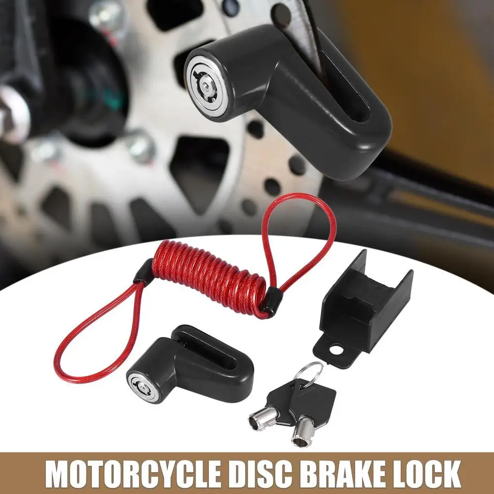 

Замок дискового тормоза для мотоцикла с комплектом из красного каната, алюминиевый сплав, Противоугонный замок для горного и дорожного вел...