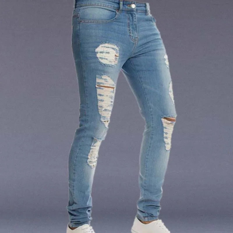 Men's Jeans Skinny Stretch Solid Color Retro Washed Men's Slim Jeans Pencil Pants Fashion Classic Casual Sports Work Pants S-3XL