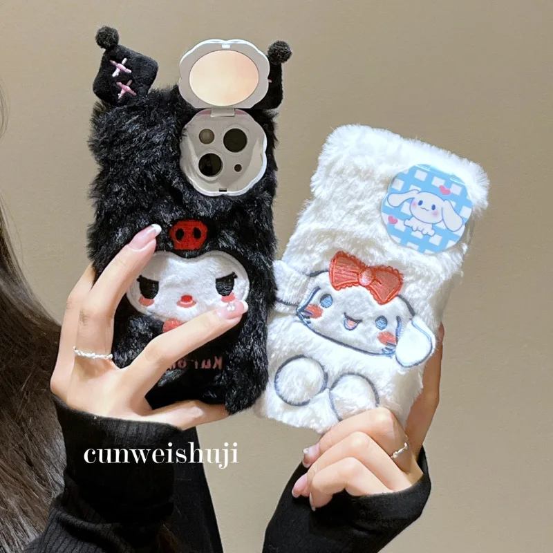 

Sanrio Animation Coolmy Cinnamon Cute Plush Cartoon Case iPhone 14 13 12 11 Pro Max iPhone 14 Pro Lens Mirror Protector Fundas