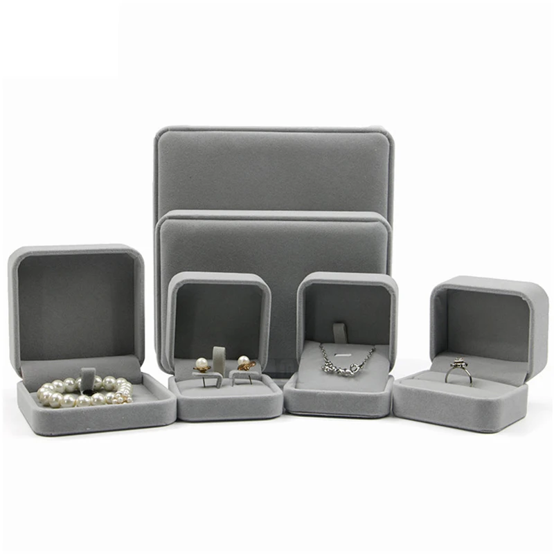 

High Quality Square Wedding Velvet Earrings Ring Box Amazing Engagement Party Earring Jewelry Organizer Display Gift Case