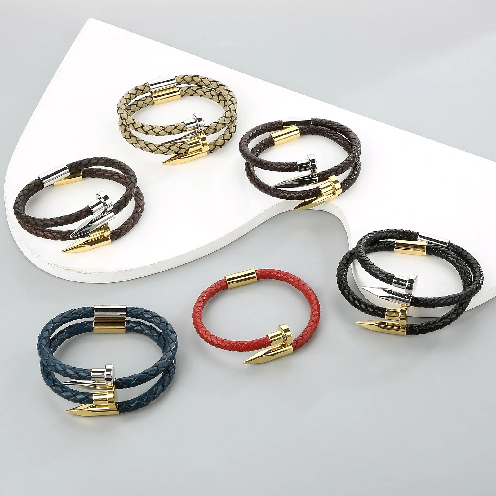 Fongten универсальный стильный браслет из нержавеющей стали с головкой ногтя для