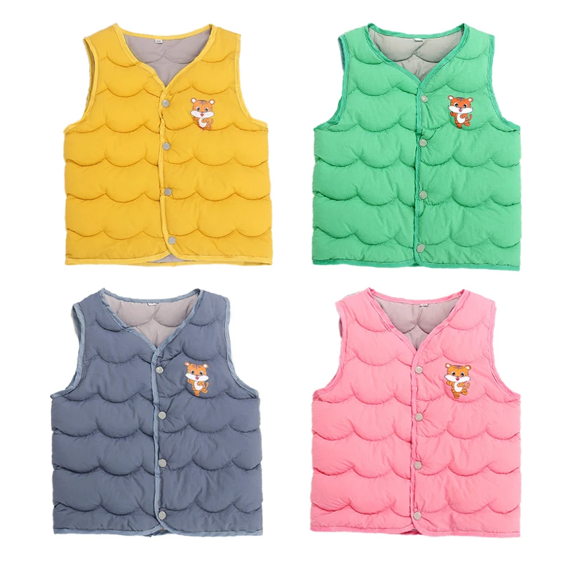 

Children Warm Vests Coats Boys Girls Down Cotton Waistcoat Autumn New Warm Jackets Casual Kids Clothes Cute Cartoon Print Vests