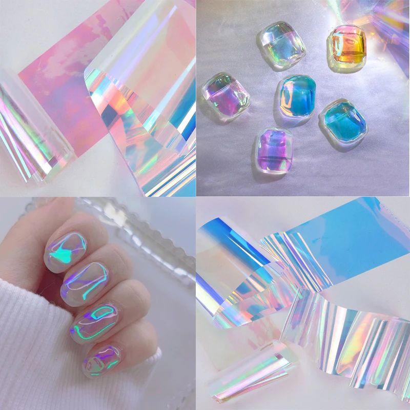 

Aurora Nail Art Glass Foil Film DIY Cellophane Paper Ice Cube Gradient Korean Nail Trend Ice Cube Nail Art Decoration 1Bottle