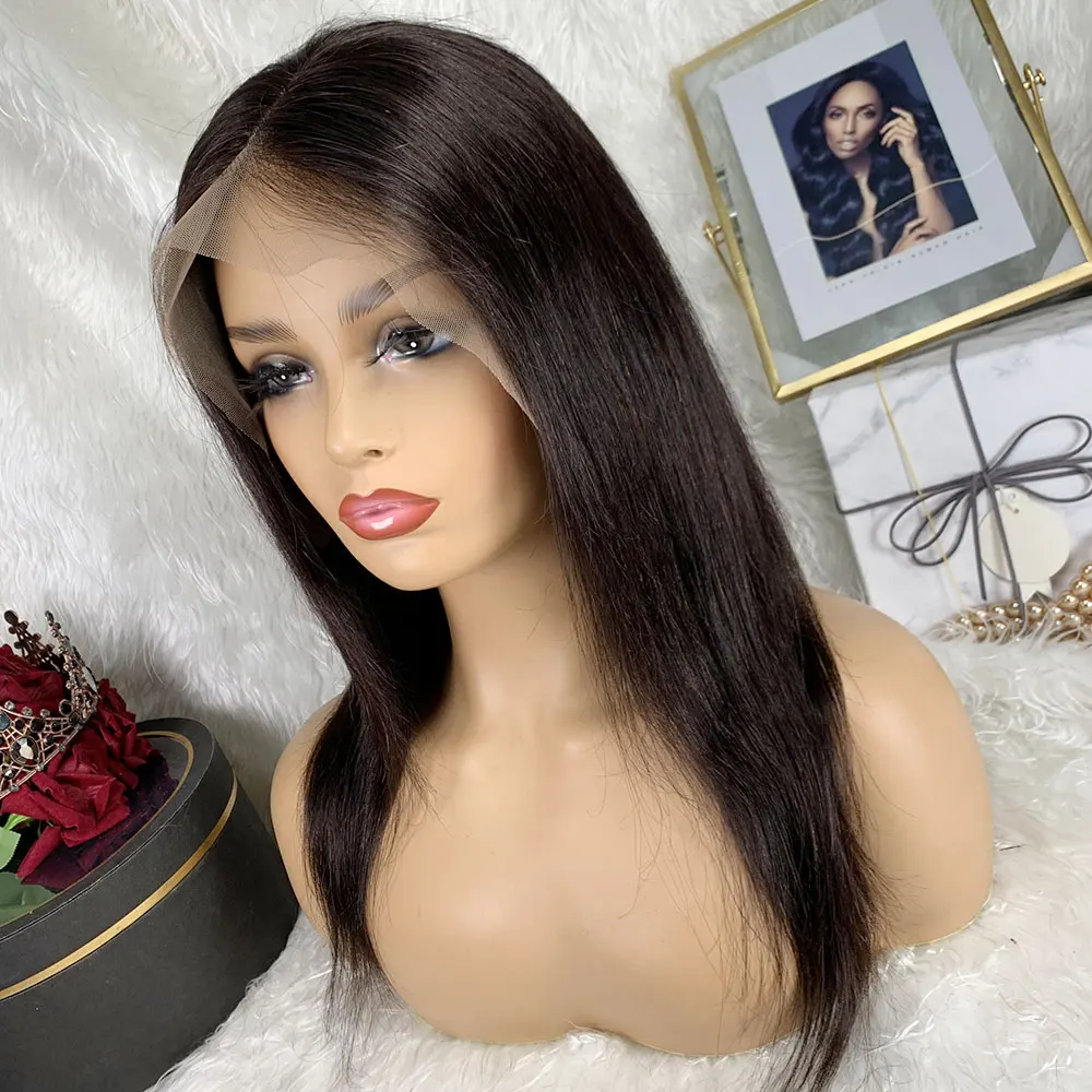 14 Inch Bone Straight Brazilian Remy Human Hair Wigs for Women 13X4 Lace Front Wigs Pre Plucked Lace Frontal human hair Wig