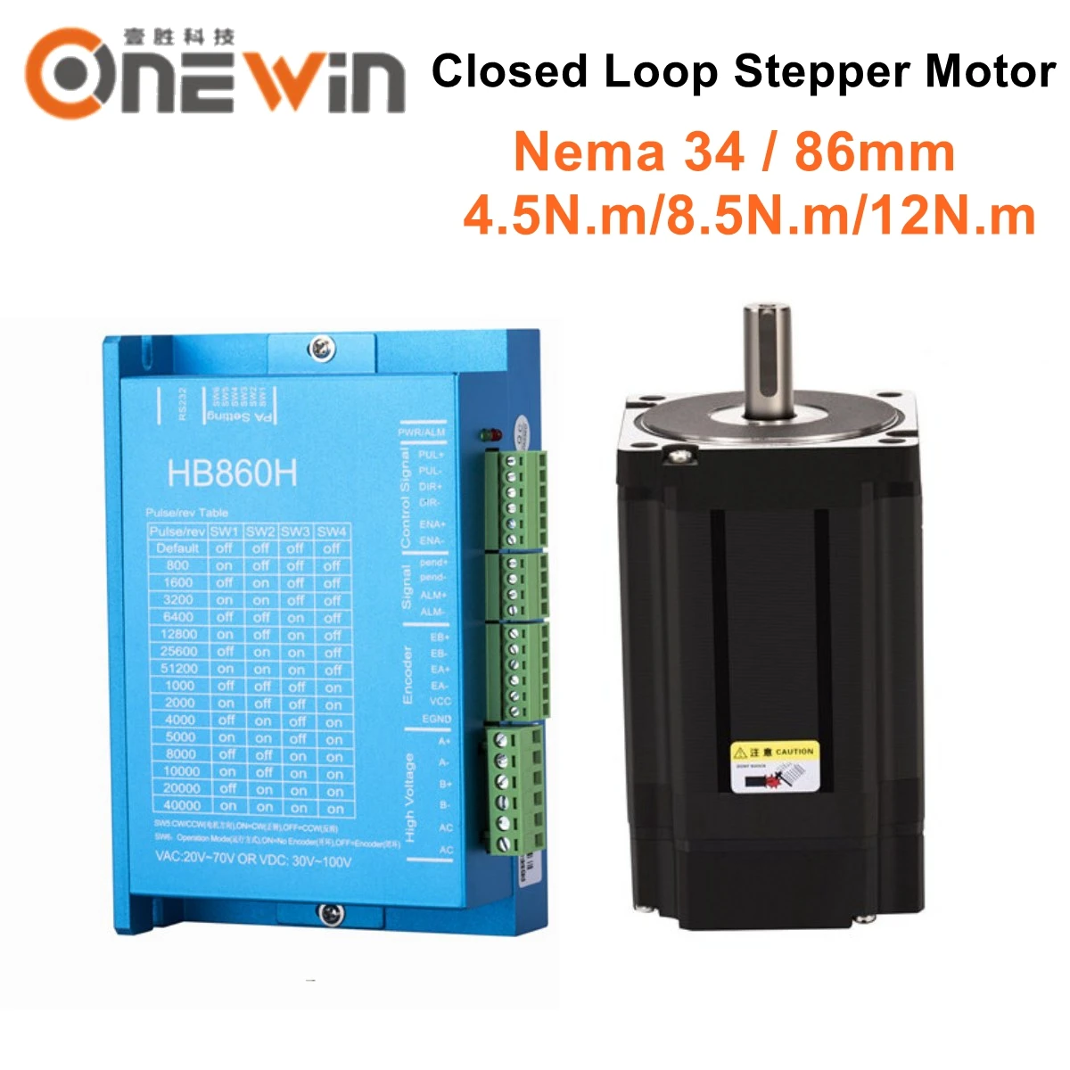 Kit Servo do Motor Deslizante do Laço Fechado com Motorista Servo Híbrido de Fases Hb860h Nema34 4.5n. m 8.5n. m 12.5n. m