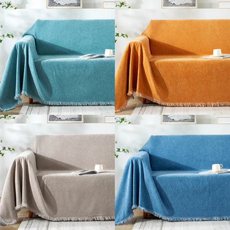 Chenille Solid Color Anti Cat Scratch Sand Release Sofa Cover Simple Modern Cushion Blanket Sofa Towel Full Cover Cloth