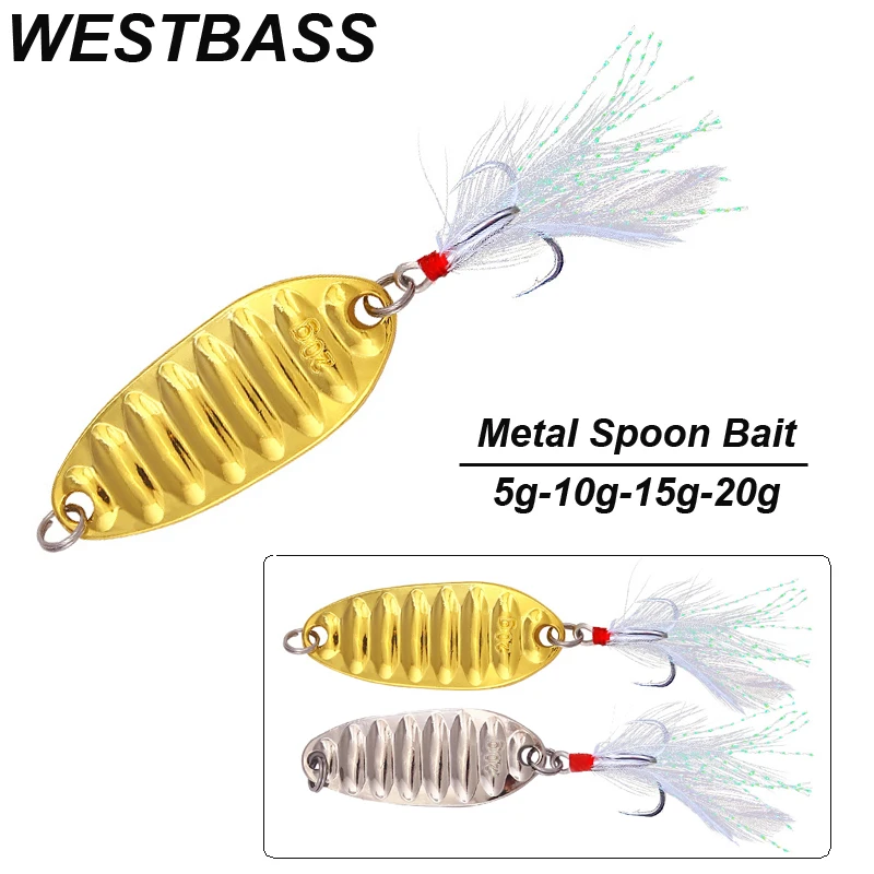 

WESTBASS 1 шт. блестящая металлическая приманка в виде Ложки 5-10-15-20 г, троллинговая приманка для джиггинга, тонущий рыболовный жесткий воблер, бл...