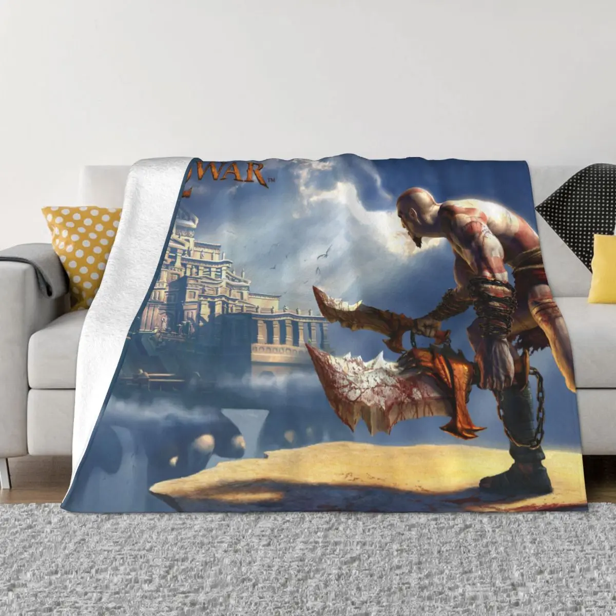 

God Of War Kratos Flannel Throw Blankets Mythology Game Blankets for Bedding Travel Lightweight Thin Bedding Throws