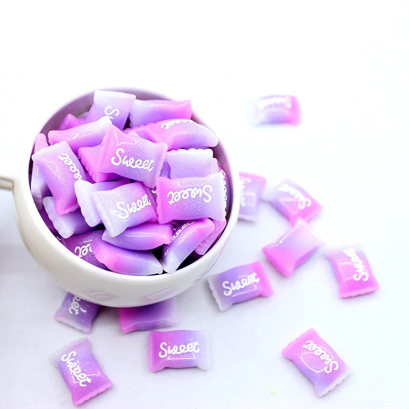 

10pcs Resin Purple Candy Decoration Flatback Cabochon Fake Food Embellishments Scrapbooking Materials Mini Figurine Diy Supplies