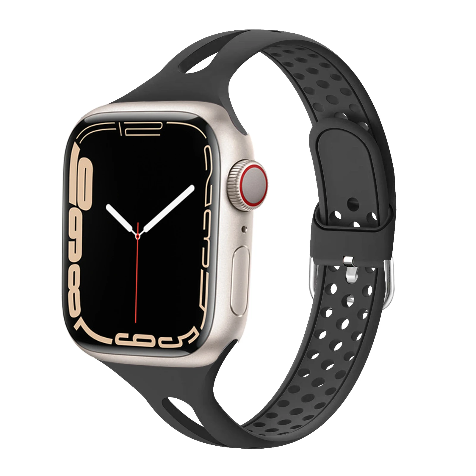 

Silicone Sport Band for Apple Watch Strap 41mm 45mm 40mm 44mm 38mm 42mm Hollow Breathable Bracelet iWatch Series 7 6 5 4 SE