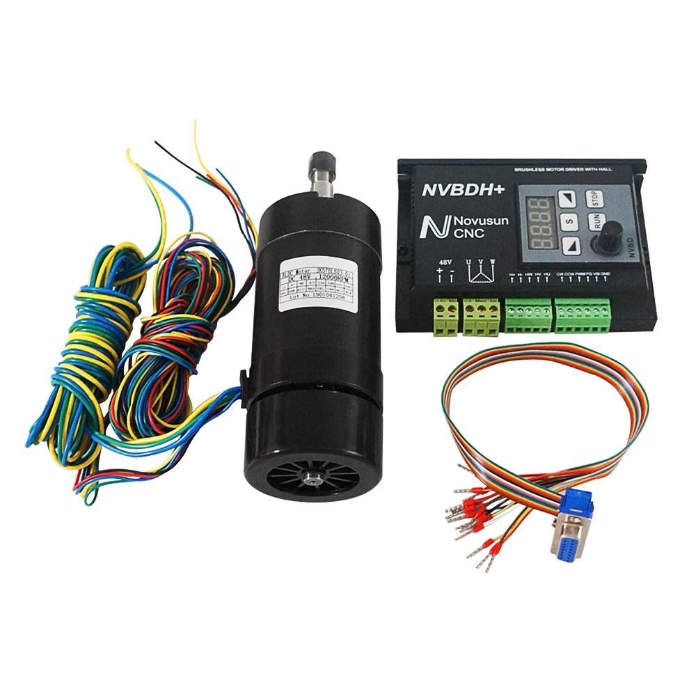 

400W 48VDC Air Cooled Spindle Brushless ER8 and 600W 60VDC Brushless Motor Driver NVBDH+ With Hall for DIY CNC Engraver Machine