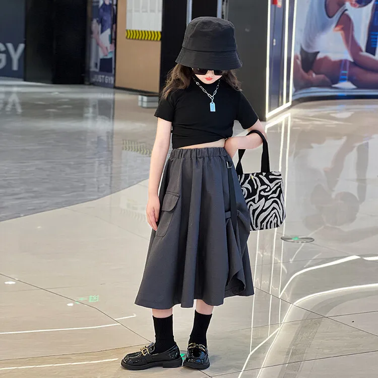 Костюм детский летний из топа с коротким рукавом и юбки на Возраст 4-12 лет |