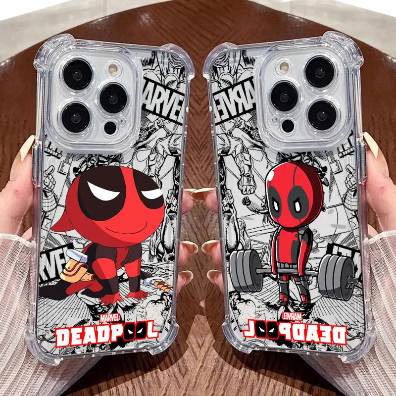 Фото Противоударный прозрачный чехол Marvel Deadpool Funny для iPhone 17, 16, 15, 14, 13, 12, 11 Pro Max, 16e, 17e, Air, 13, 15 Plus, XS, XR, X, 8 №2