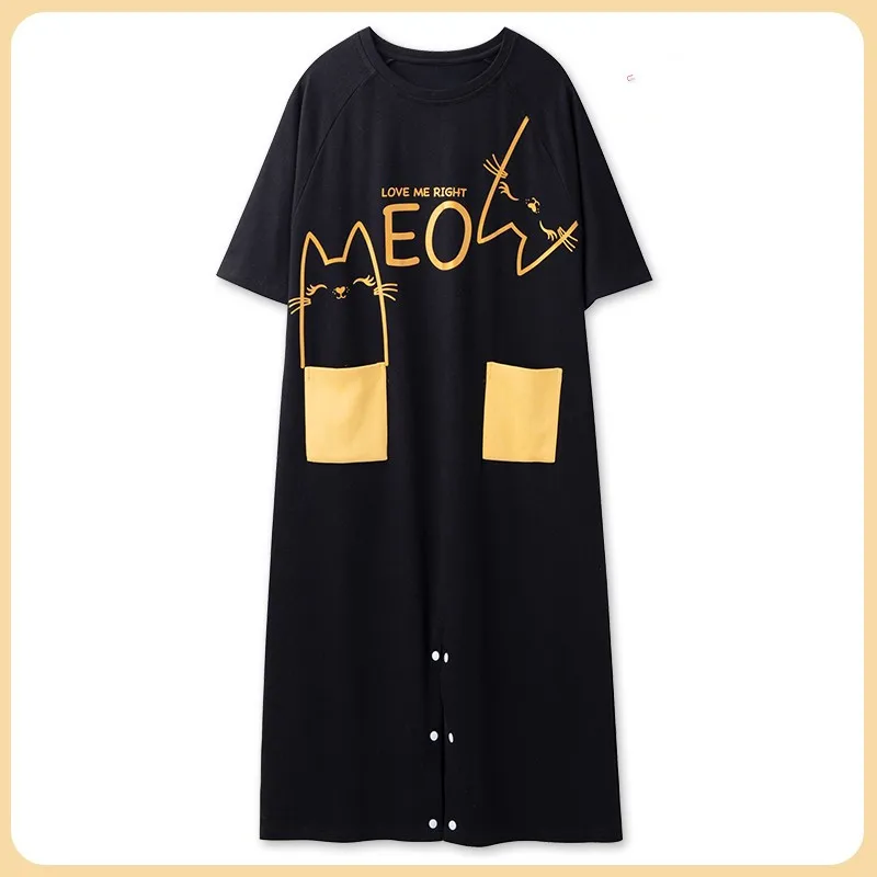 Onesie Pajamas Women's Summer Cotton Short-Sleeved Thin Student Cute Nightdress Short Sleeve