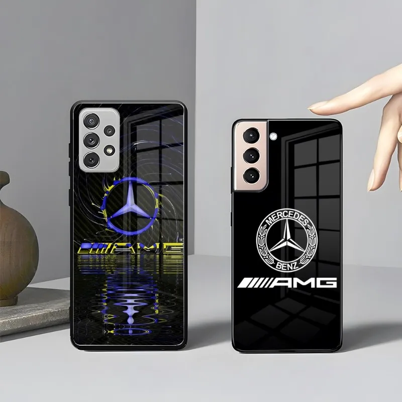

Роскошный автомобильный чехол для телефона Mercedes-Benz Samsung S23, S21, S22, ультра, 42, 32 бриллиантов, 52, 51, Note 20, S10, E Plus, S20, FE, S22 Pro, A12, 22, стекло