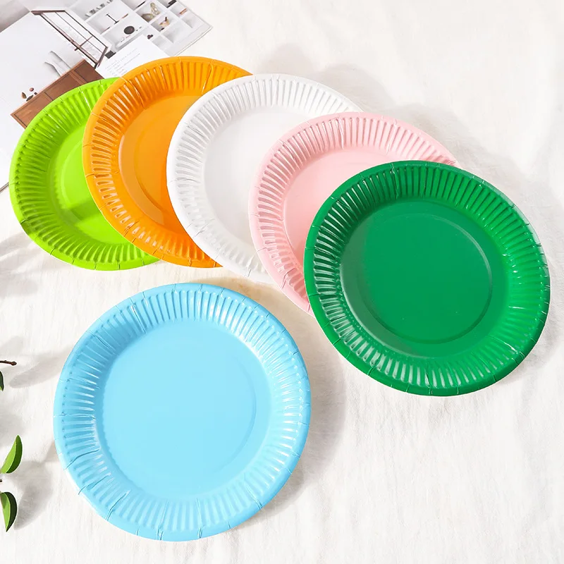 

Zerolife 10Pcs Multi-Colored Disk Disposable Plates Cake Paper Pan DIY Decoration Kids Birthday Party Wedding Tableware Supply