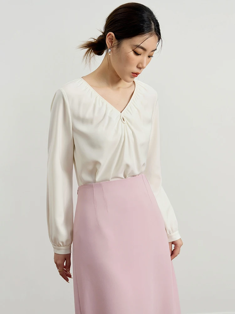 Женская рубашка с V-образным вырезом DUSHU белая и черная открытыми плечами