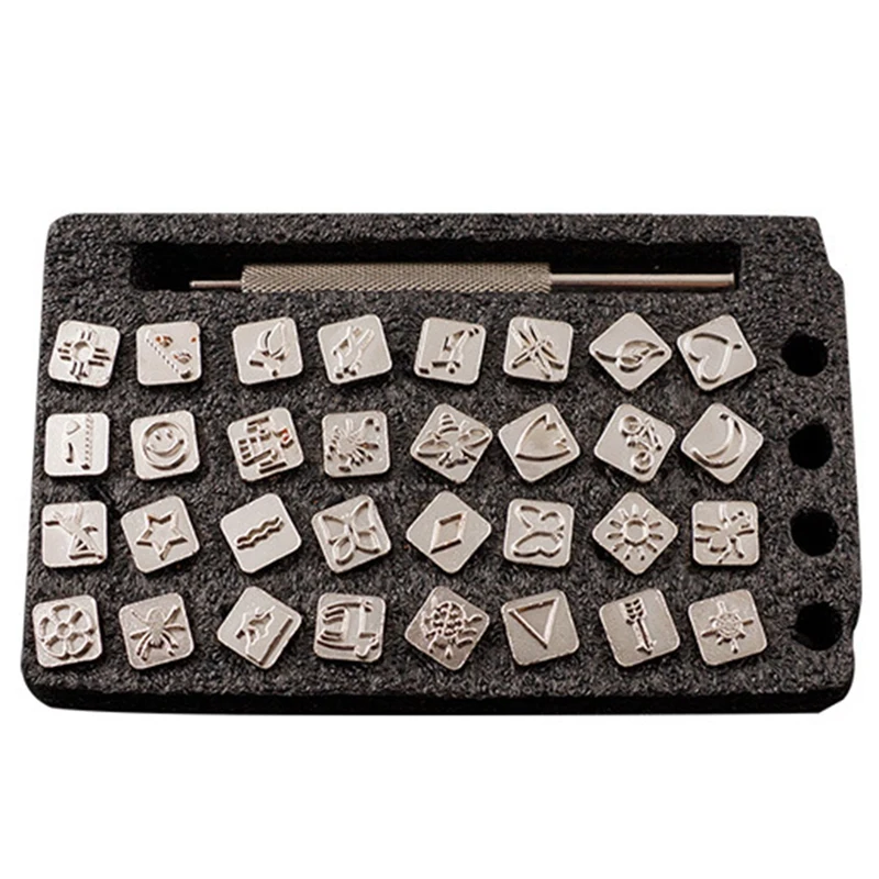 

32PCS Leather Carving Insect Seal Indian Style DIY Leather Carving Tool Leather Craft Printing Tool