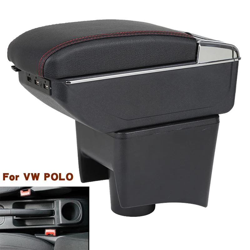 

For Volkswagen POLO Armrest new For VW POLO Mk5 6R Vento Car Armrest box Interior Parts Storage Box Car Accessories 2012-2018USB